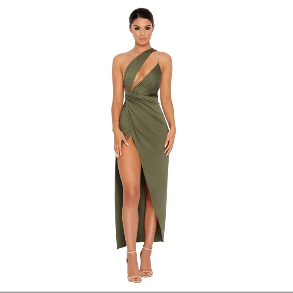Oh Polly “Beat the Ruche” Thigh Split Maxi